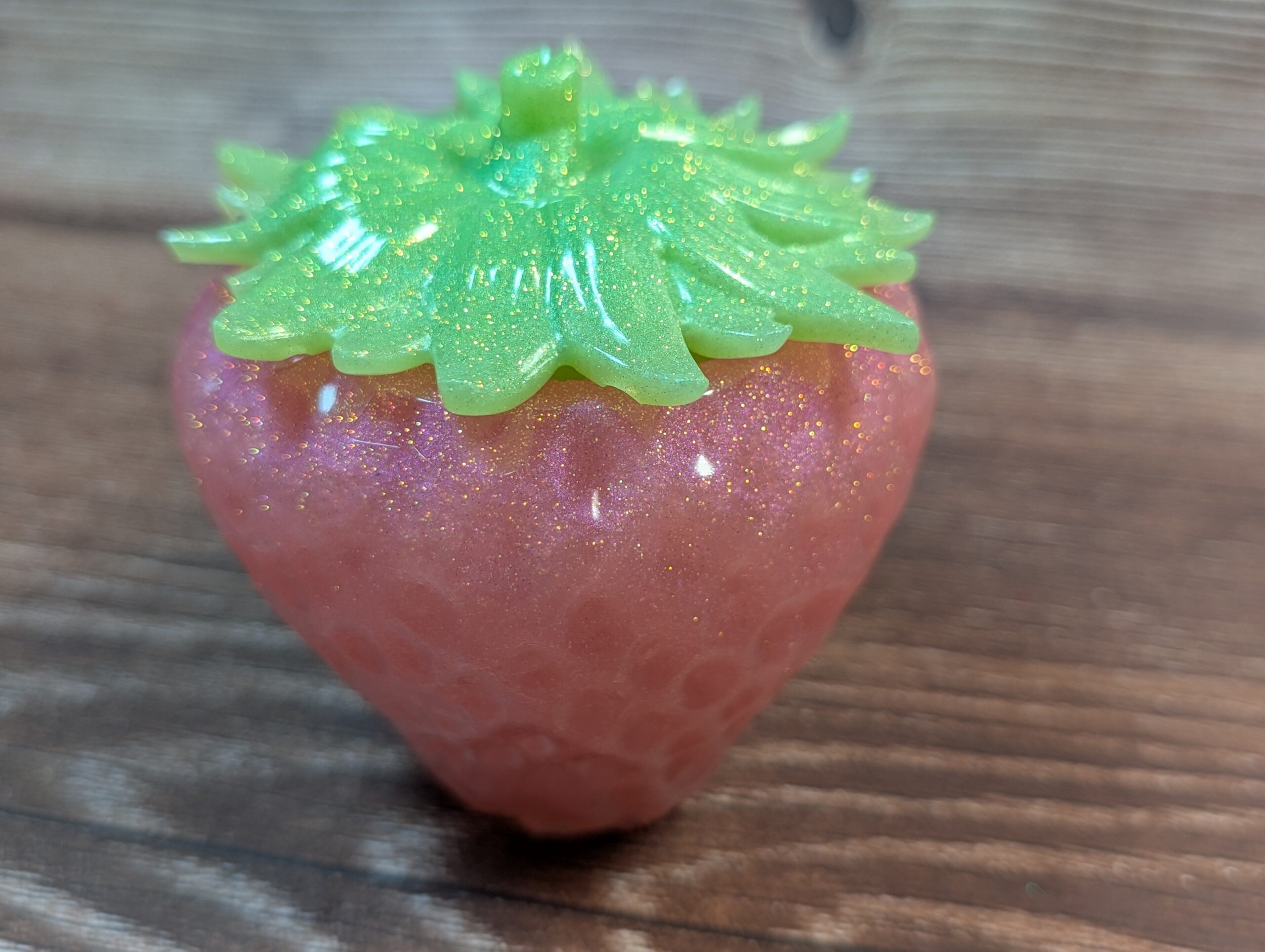 Strawberry Trinket Jar – Handmade Resin Storage Pot - Image 7