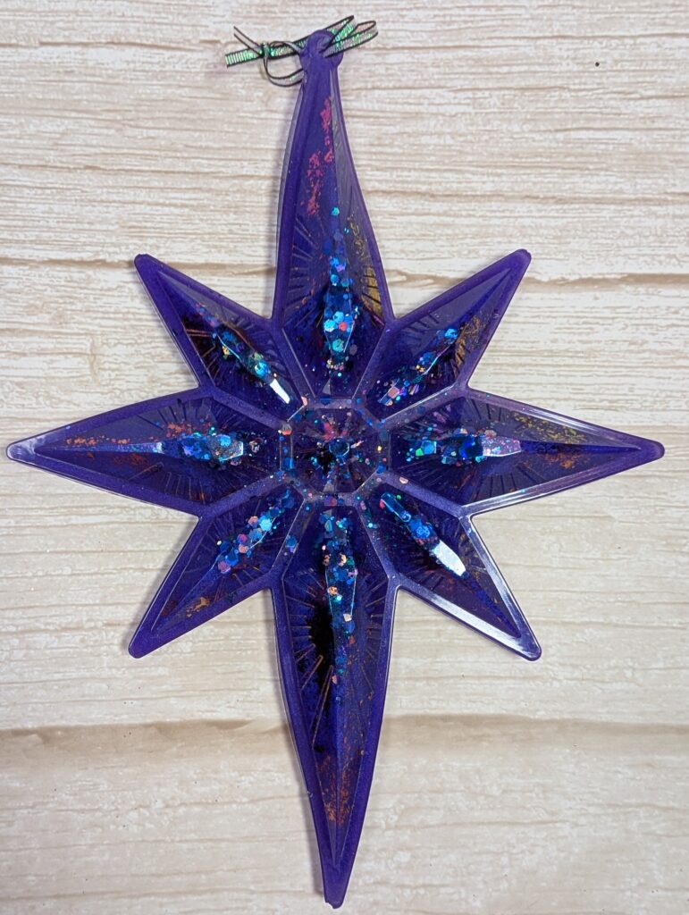 Handmade Chameleon Star Ornament – Purple Nebula