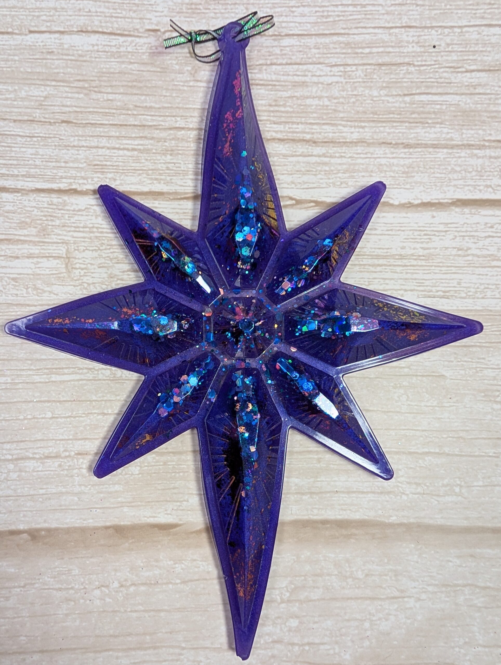 Handmade Chameleon Star Ornament – Purple Nebula