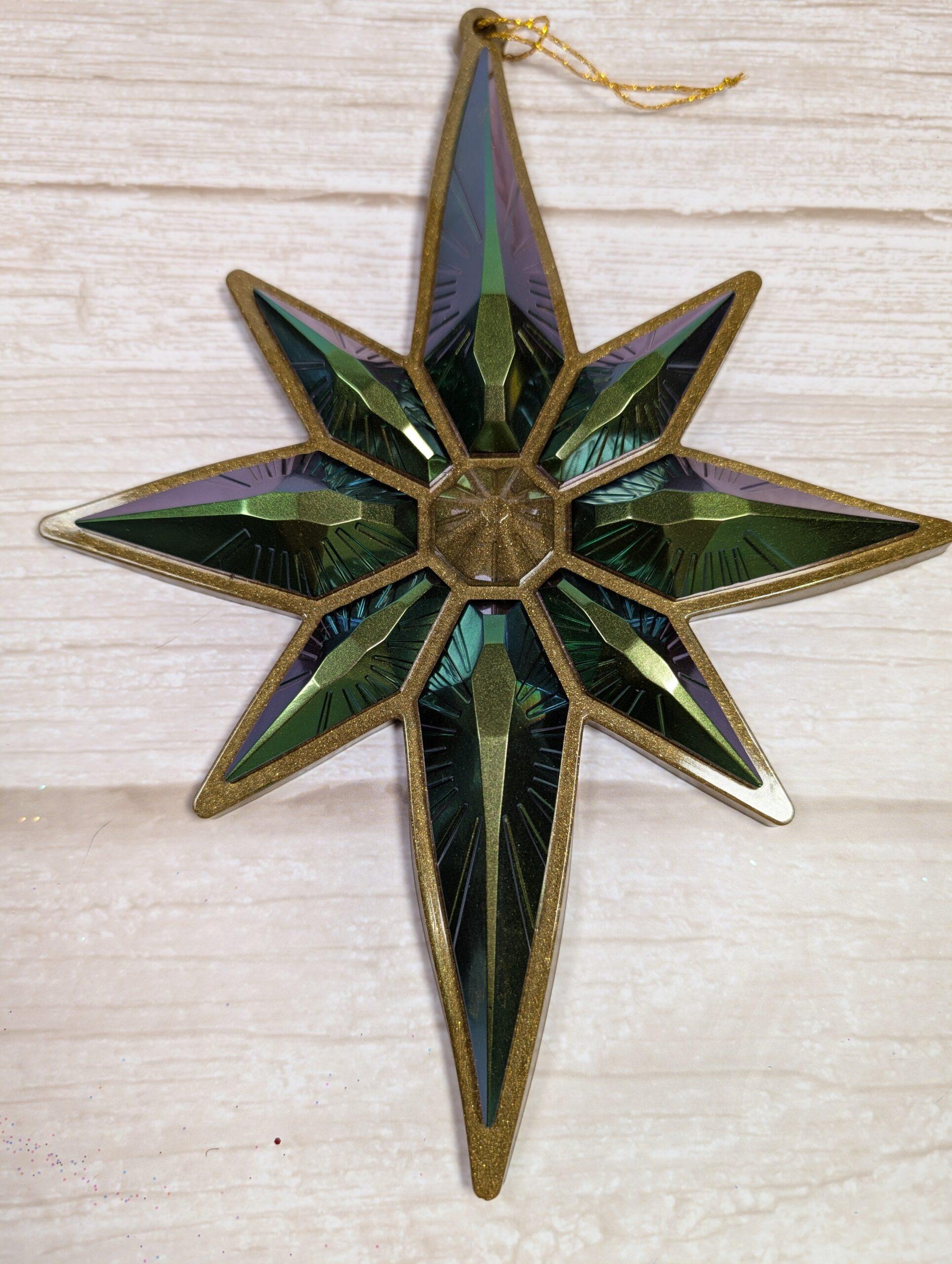 Handmade Chameleon Star Ornament – Teal Gold - Image 5