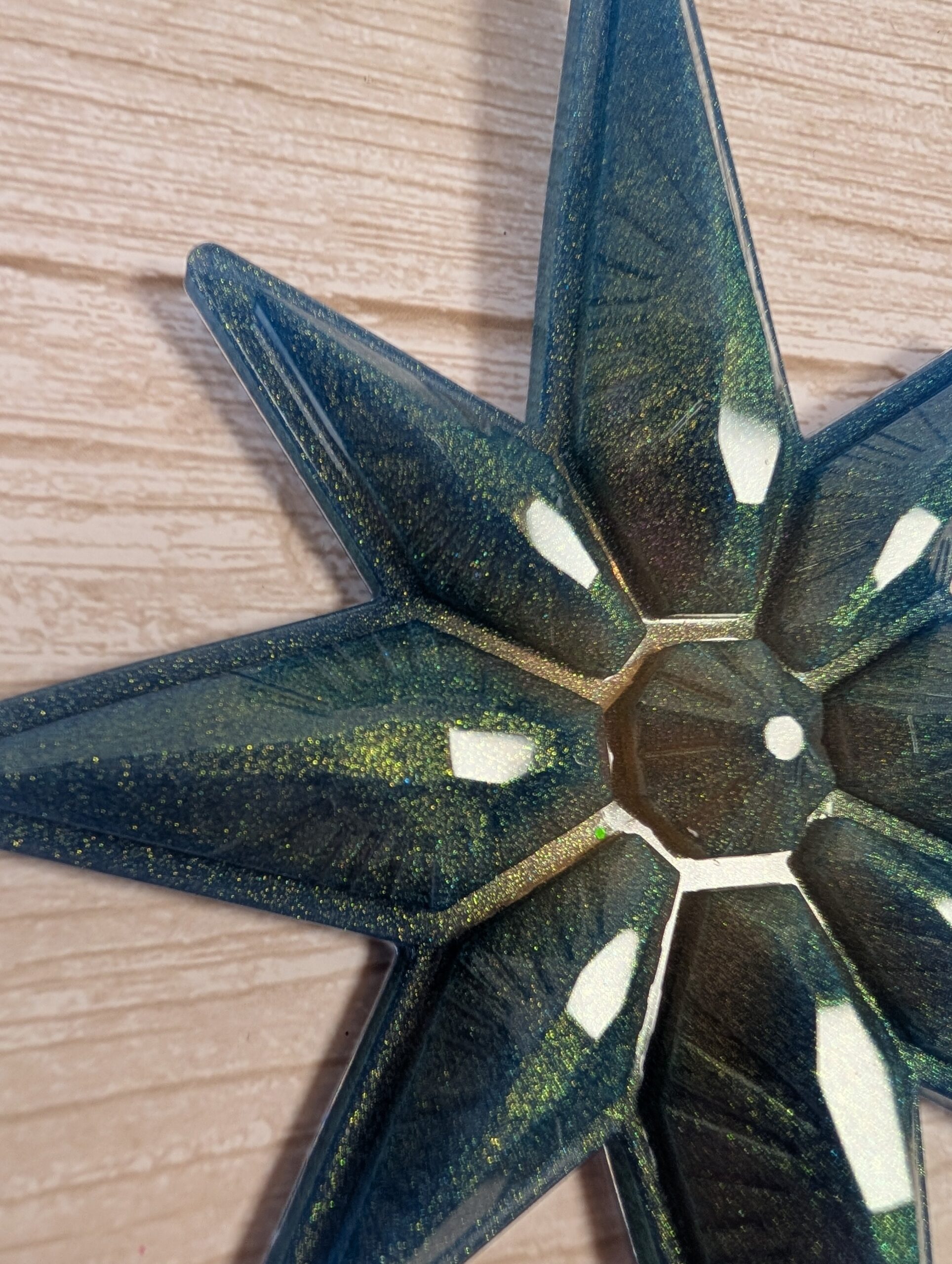 Handmade Chameleon Star Ornament – Sea Green - Image 3