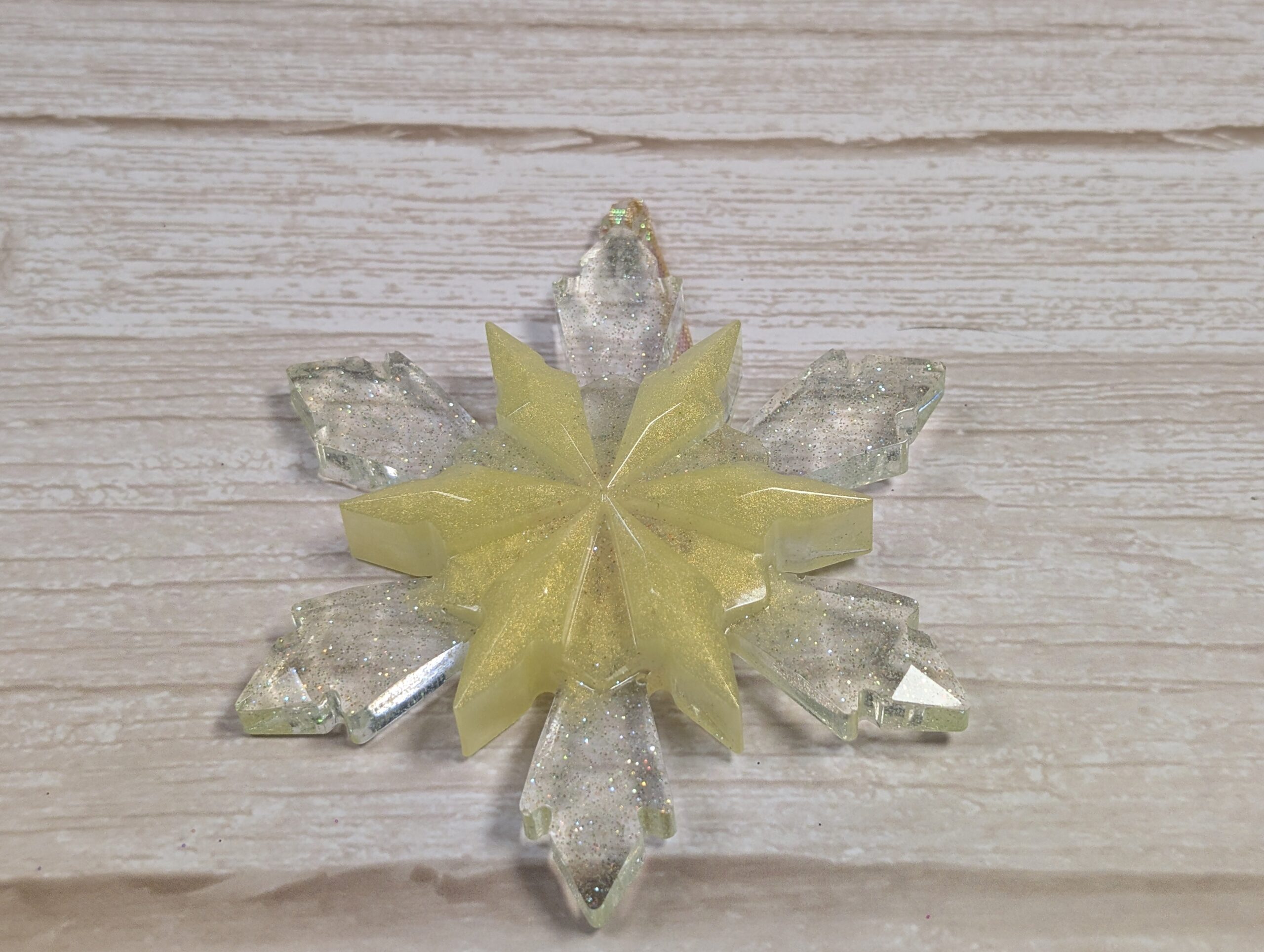 Handmade Resin Snowflake Ornament - Daffodil