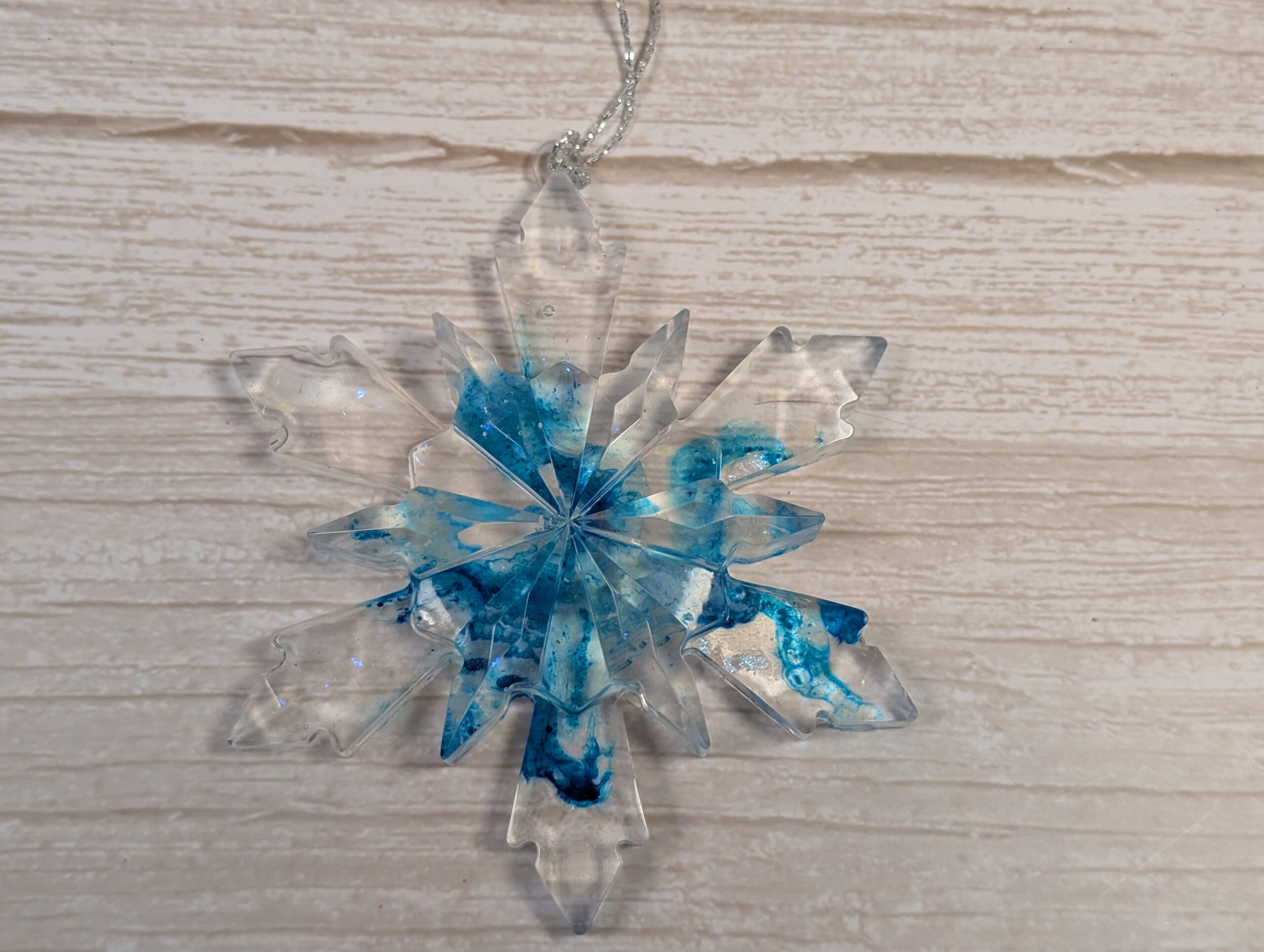 Handmade Resin Snowflake Ornament - Watercolour