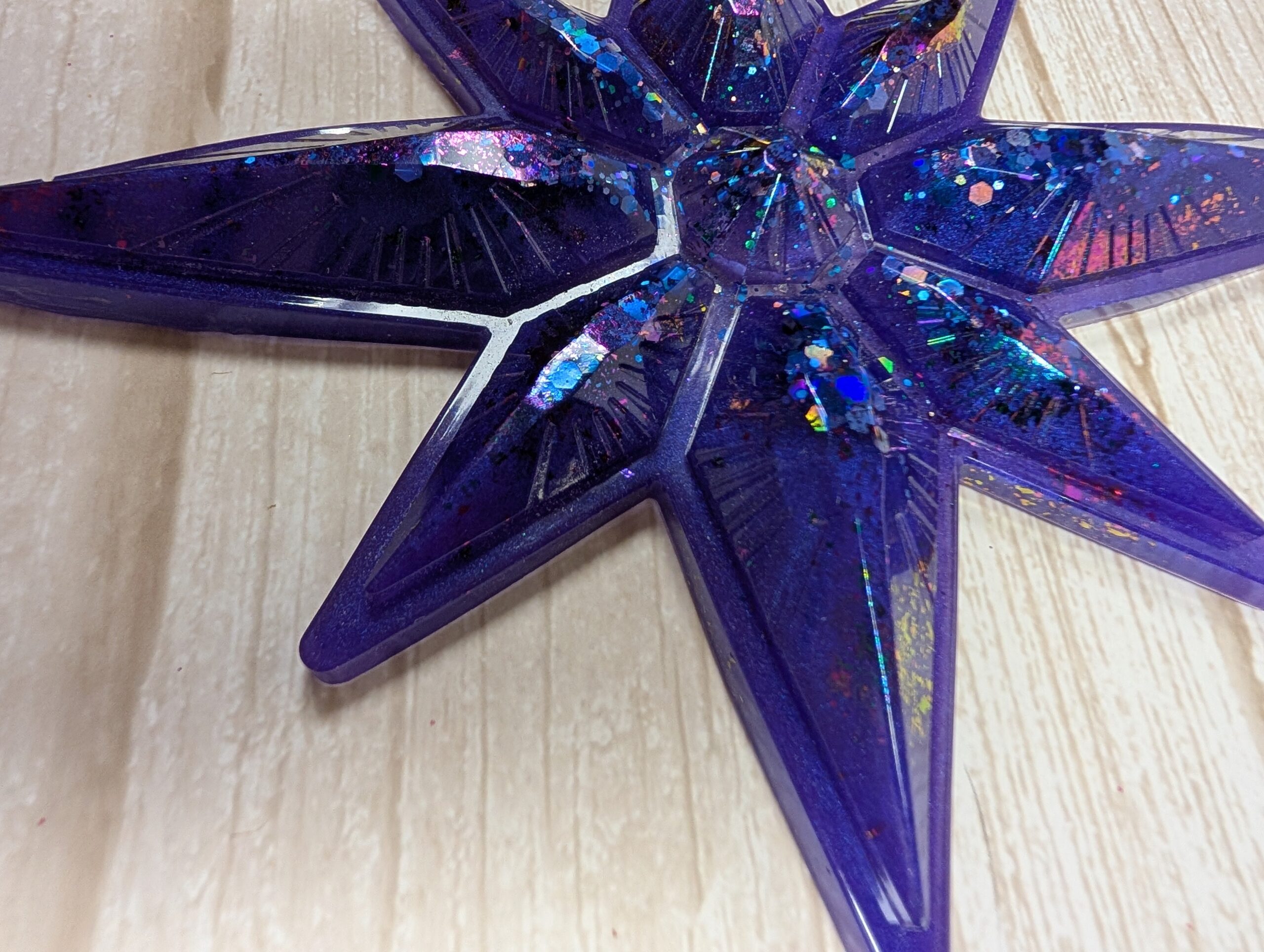 Handmade Chameleon Star Ornament – Purple Nebula - Image 5