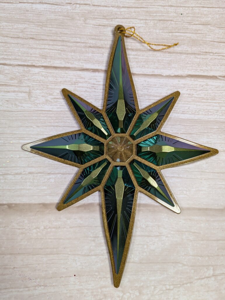 Handmade Chameleon Star Ornament – Teal Gold