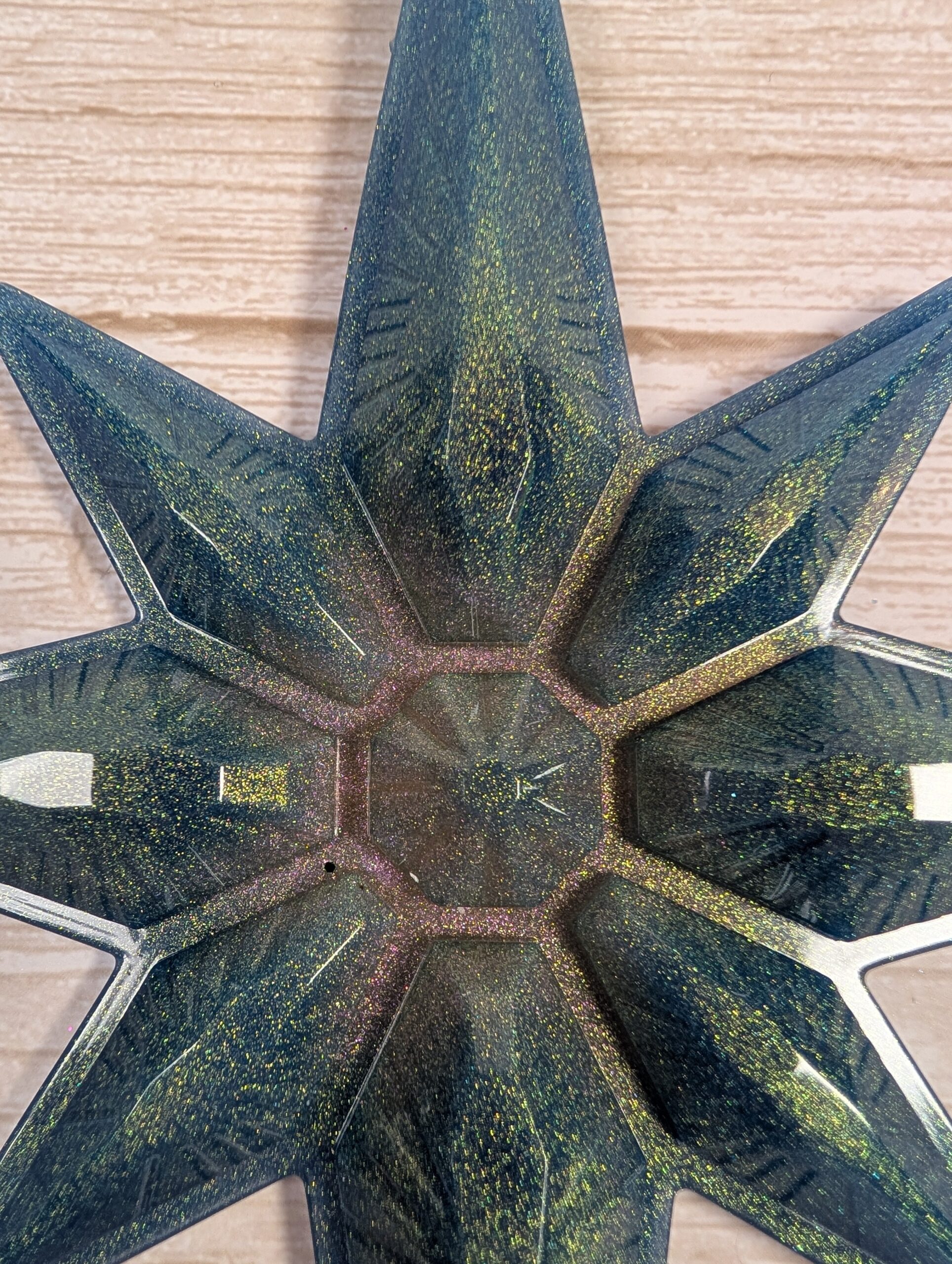 Handmade Chameleon Star Ornament – Sea Green - Image 4