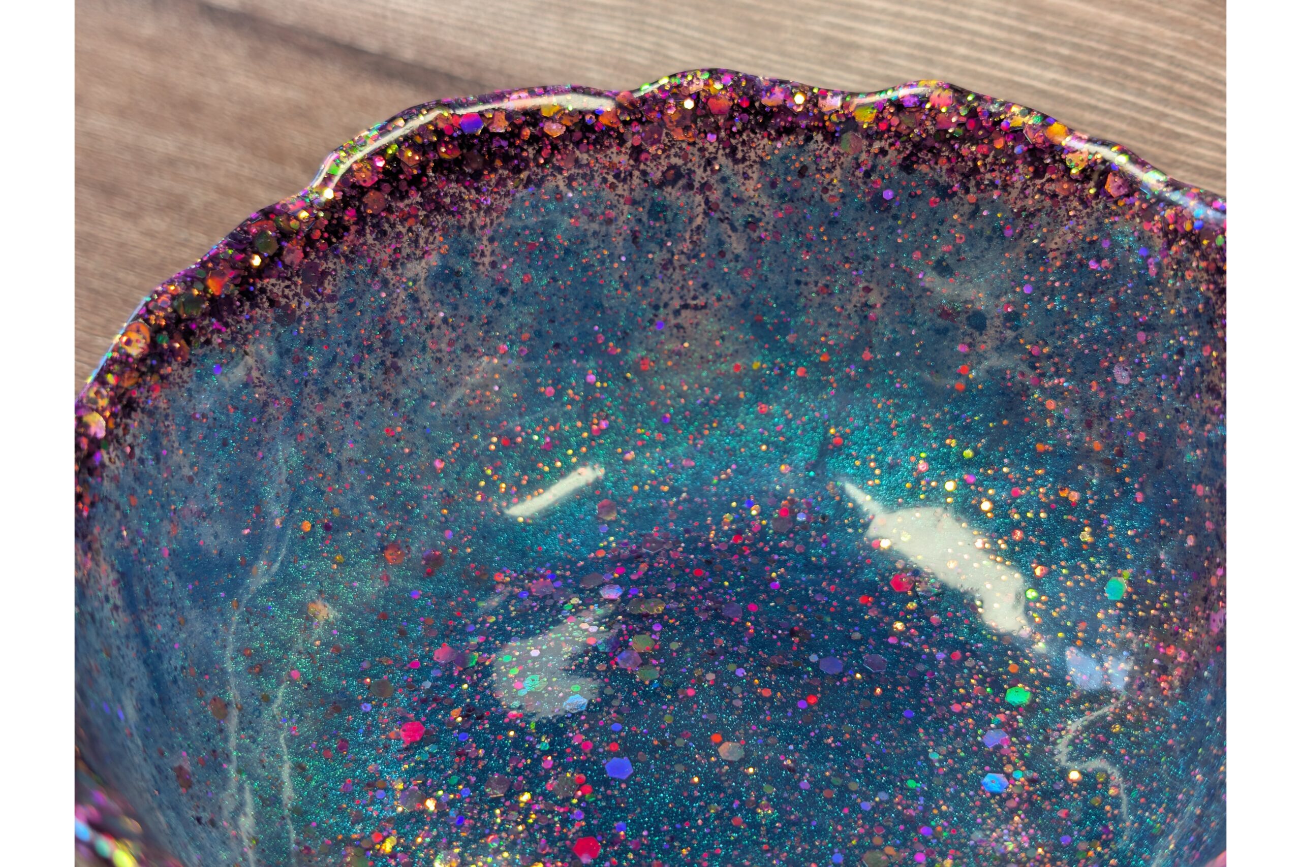 Teal & Amethyst Rim Bowl – Handcrafted Resin - Image 4