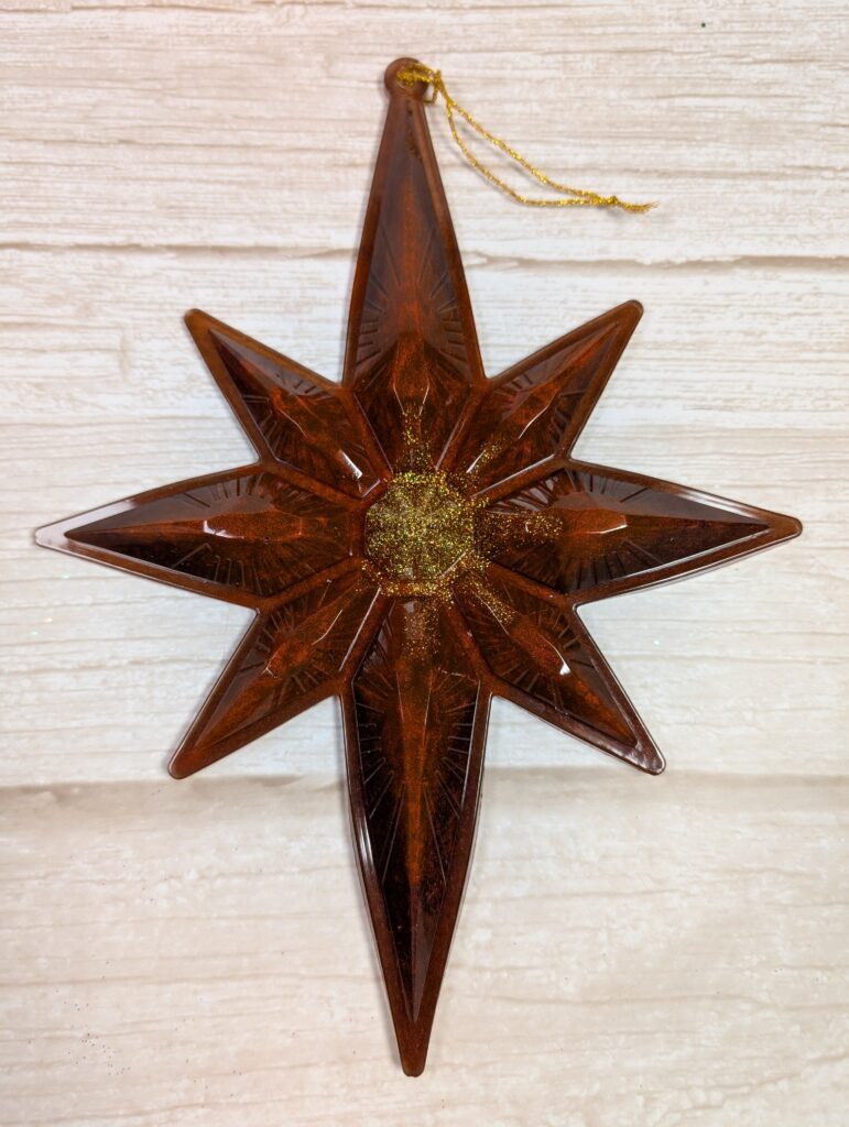 Handmade Chameleon Star Ornament – Red and Gold