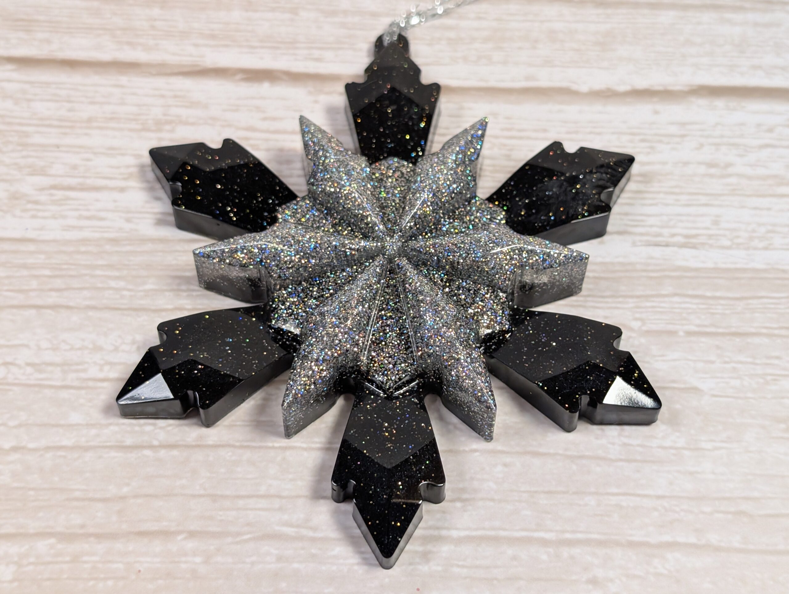 Handmade Resin Snowflake Ornament - Monochrome - Image 4
