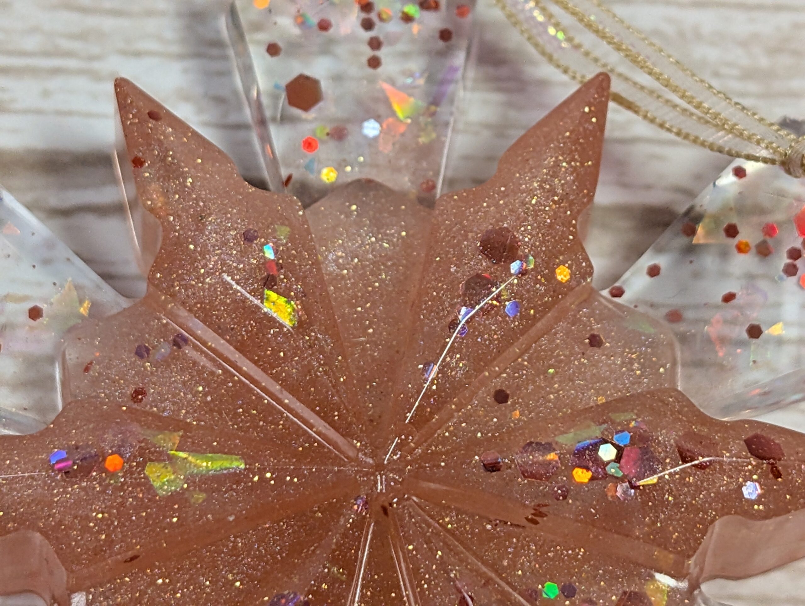 Handmade Resin Snowflake Ornament - Peach - Image 4