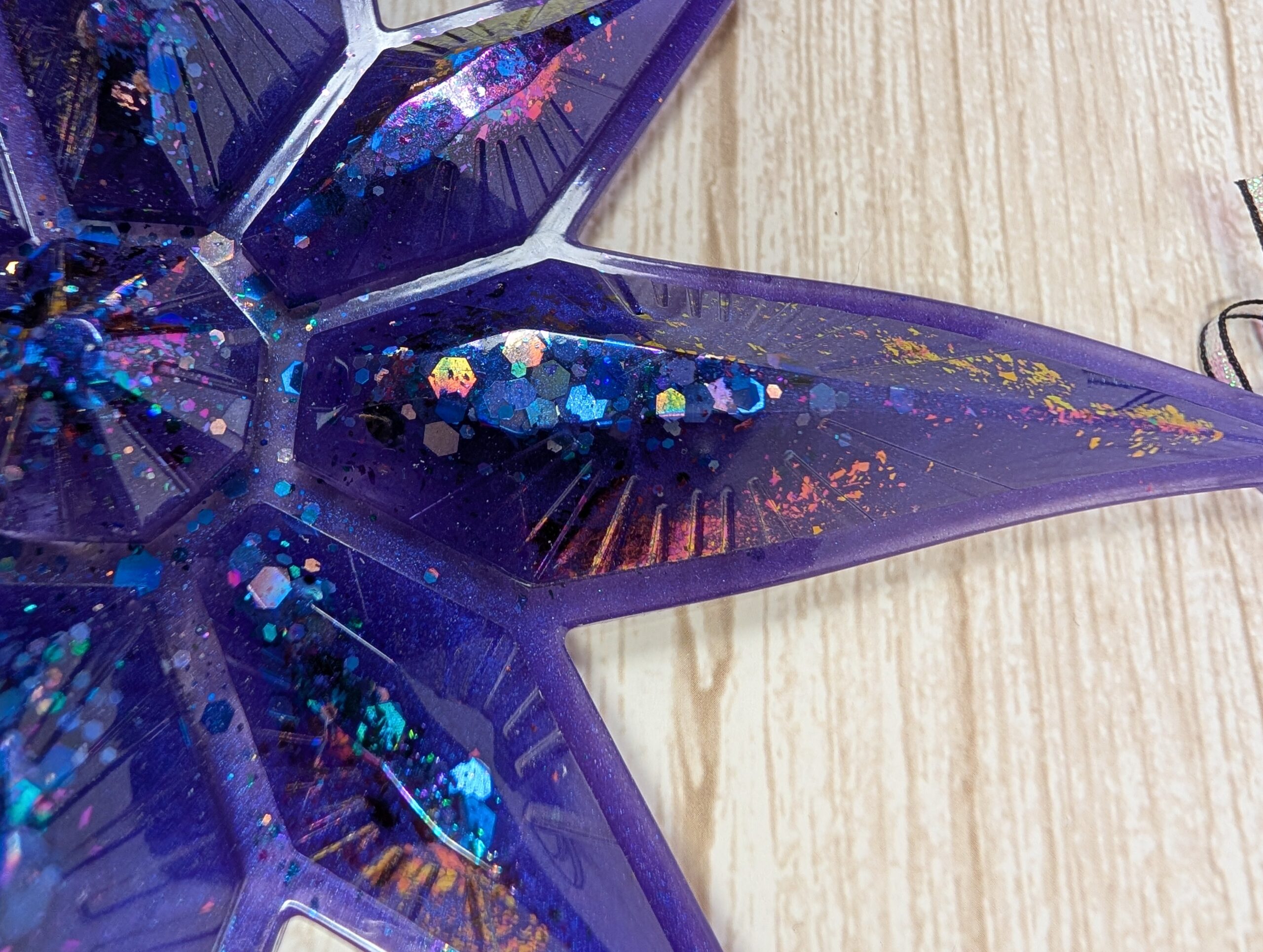 Handmade Chameleon Star Ornament – Purple Nebula - Image 4