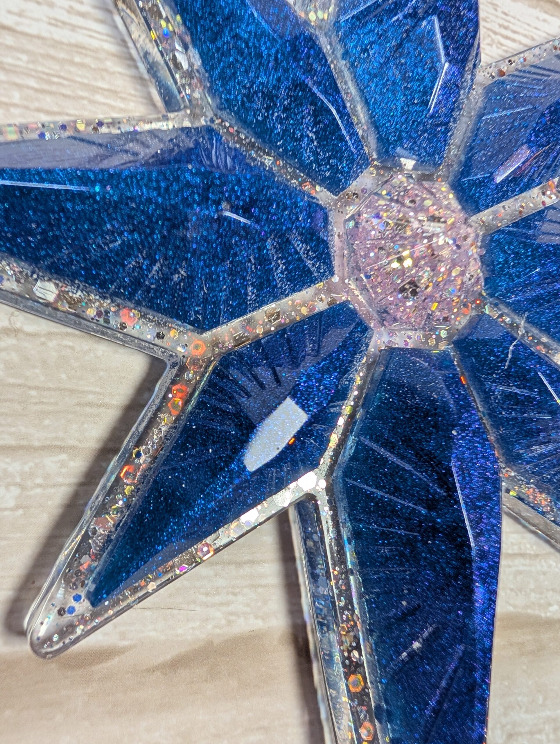 Handmade Chameleon Star Ornament – Blue Crystal - Image 4