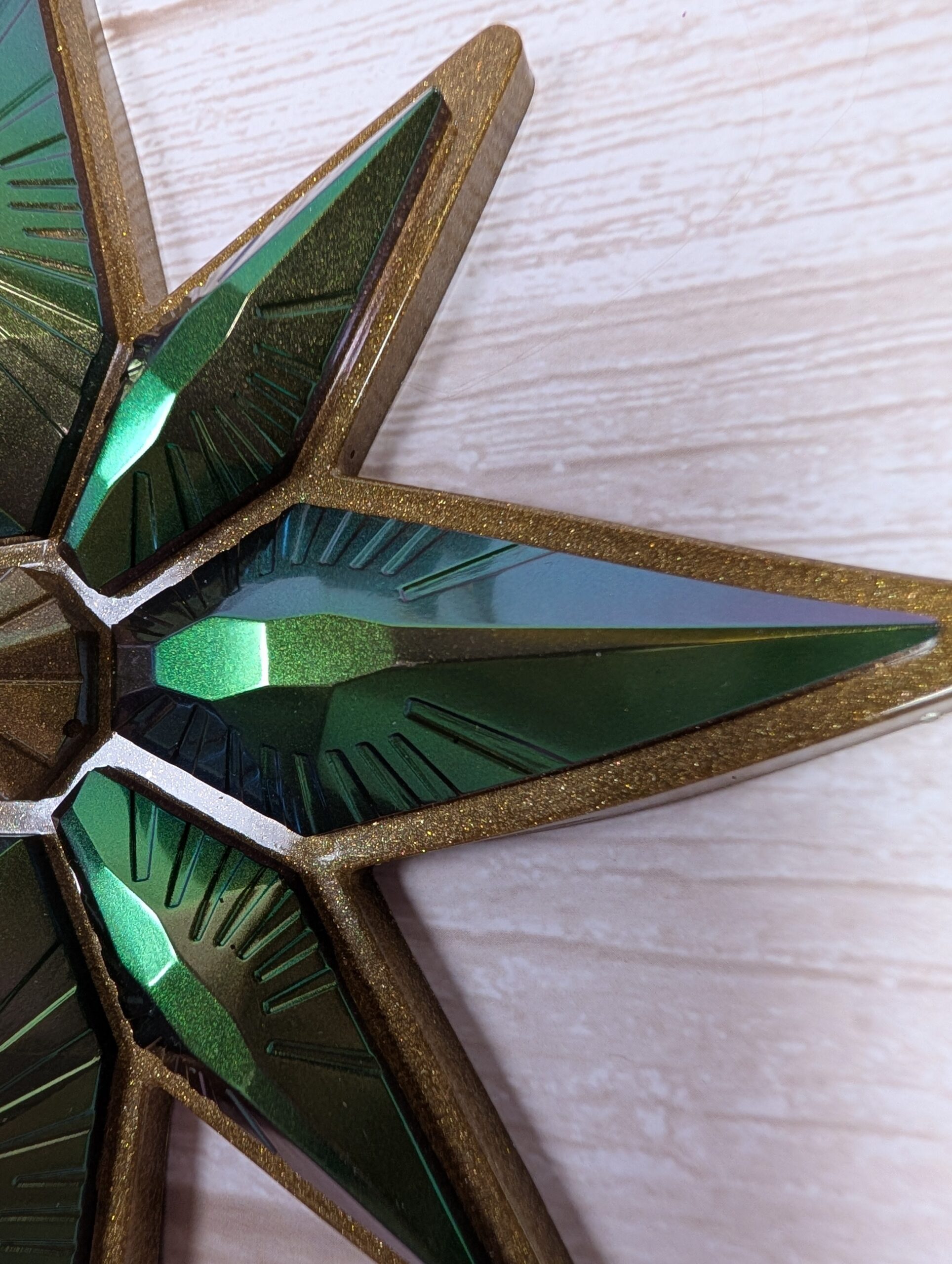 Handmade Chameleon Star Ornament – Teal Gold - Image 3