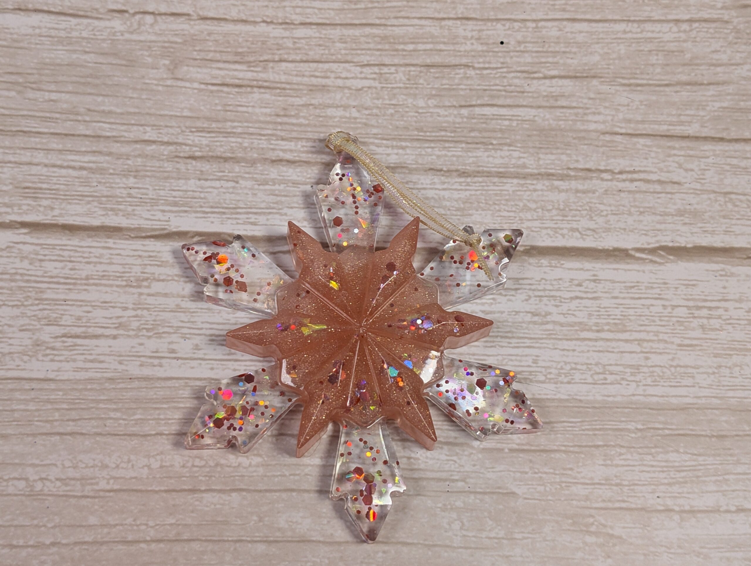 Handmade Resin Snowflake Ornament - Peach - Image 3