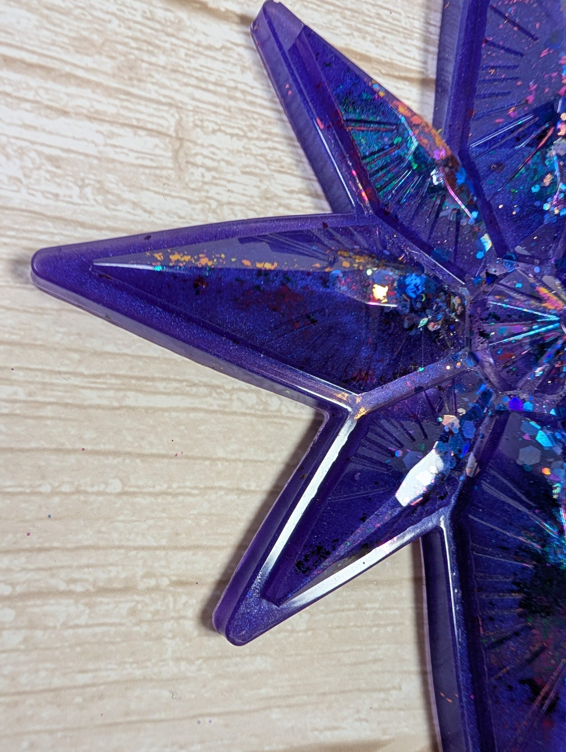 Handmade Chameleon Star Ornament – Purple Nebula - Image 3