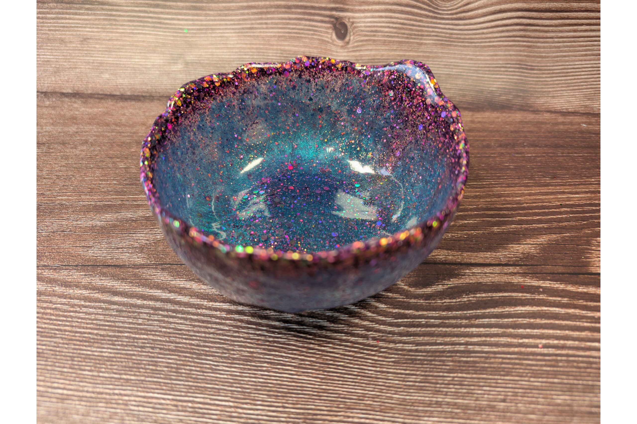 Teal & Amethyst Rim Bowl – Handcrafted Resin - Image 2
