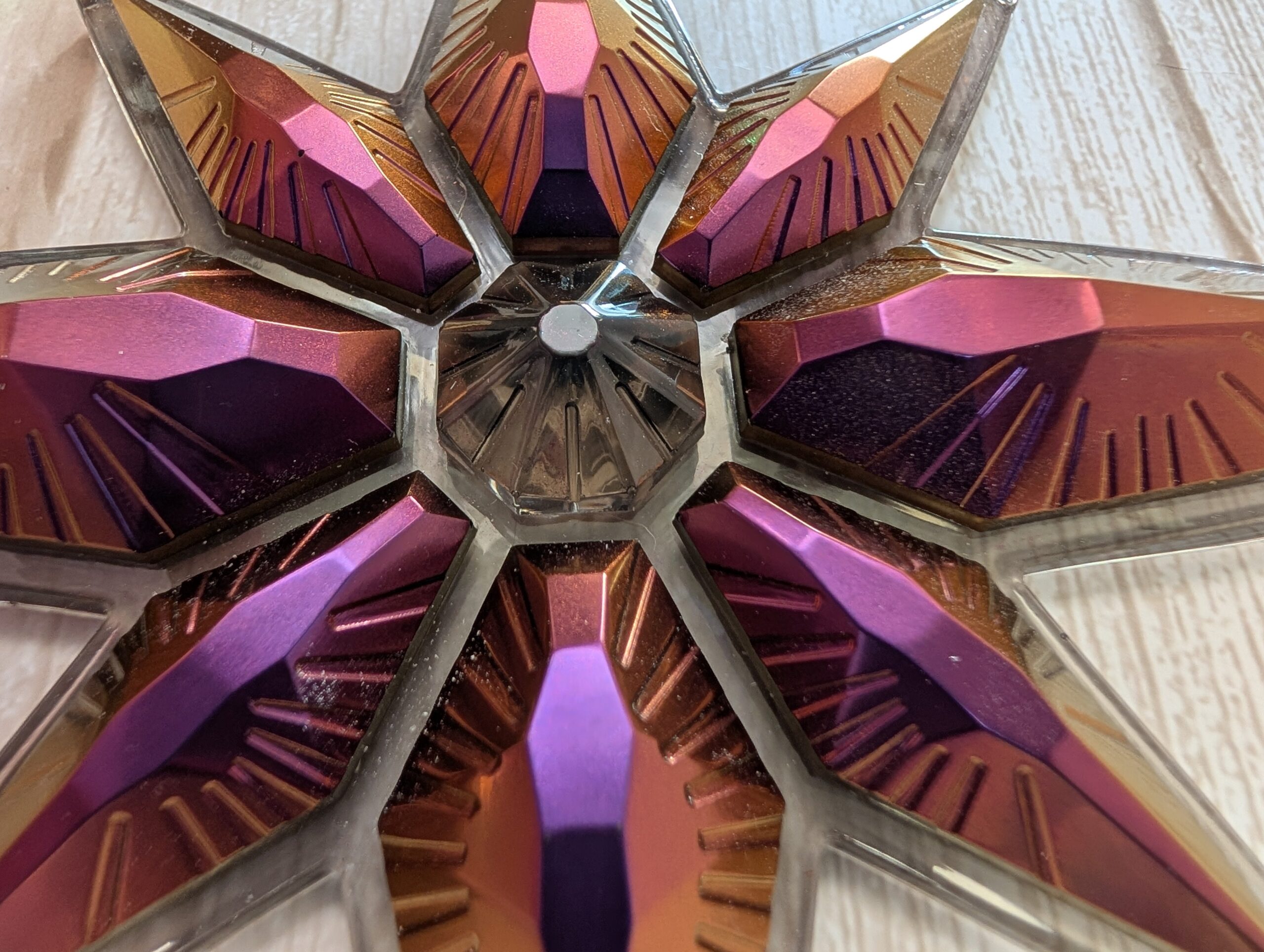 Handmade Chameleon Star Ornament – Purple & Copper Shift - Image 3