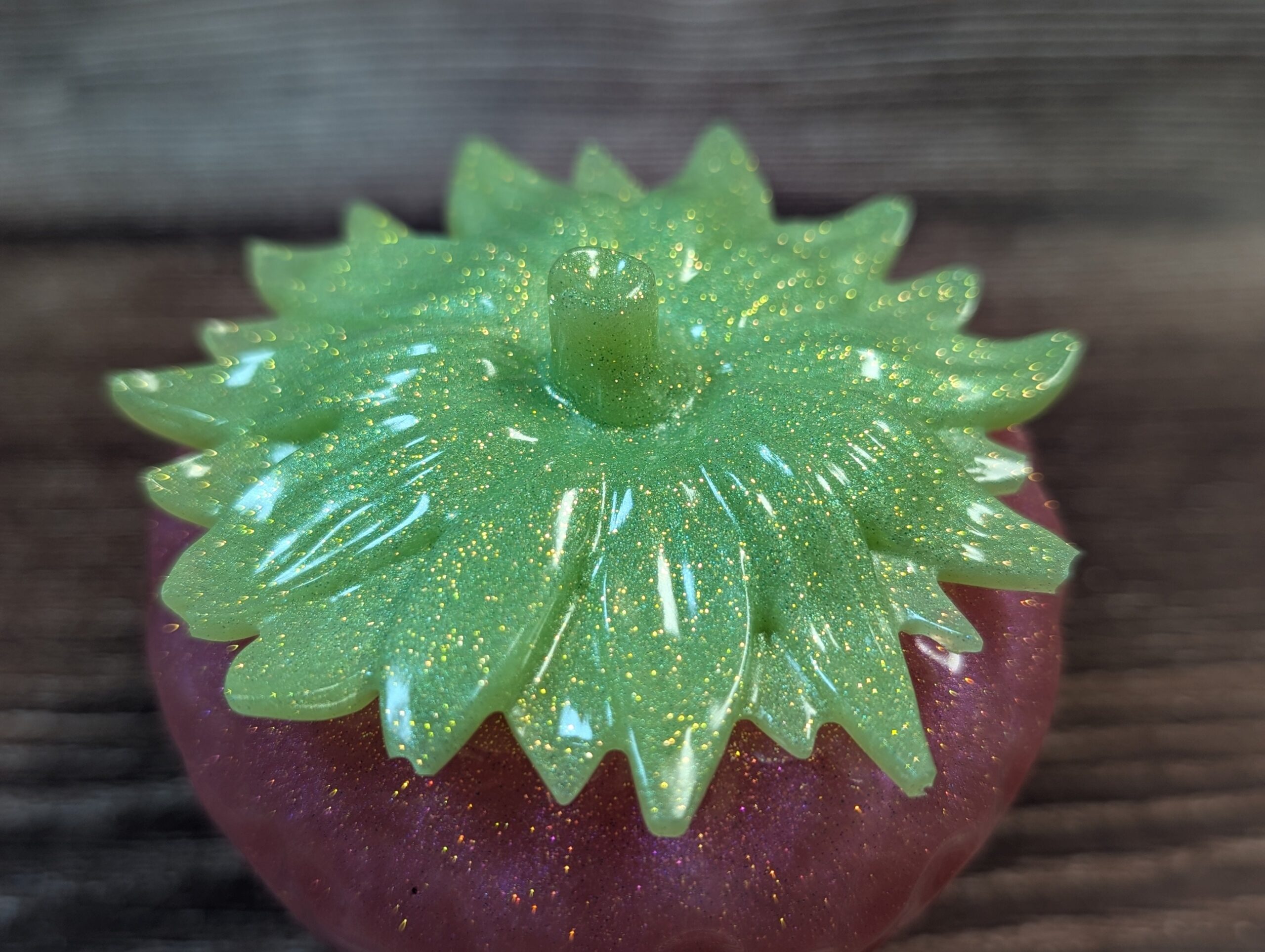 Strawberry Trinket Jar – Handmade Resin Storage Pot - Image 4