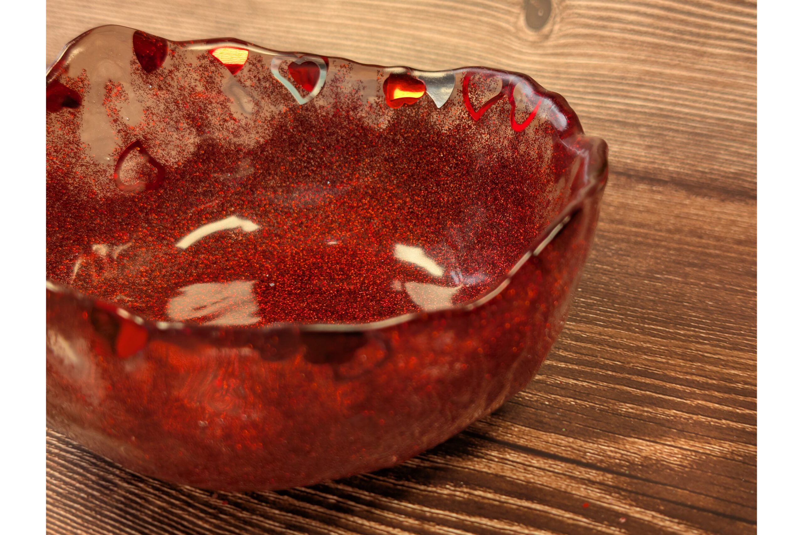 Red Heart Bowl – Resin Trinket Dish - Image 3