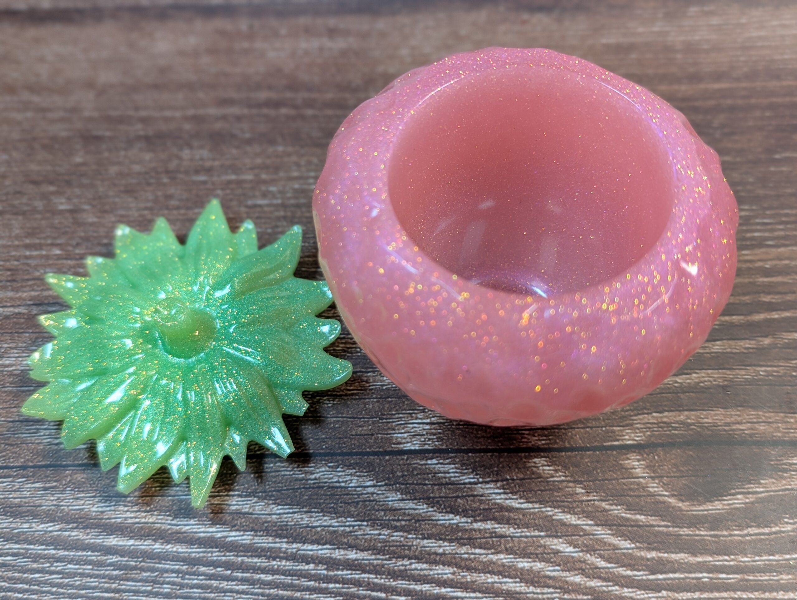 Strawberry Trinket Jar – Handmade Resin Storage Pot - Image 2