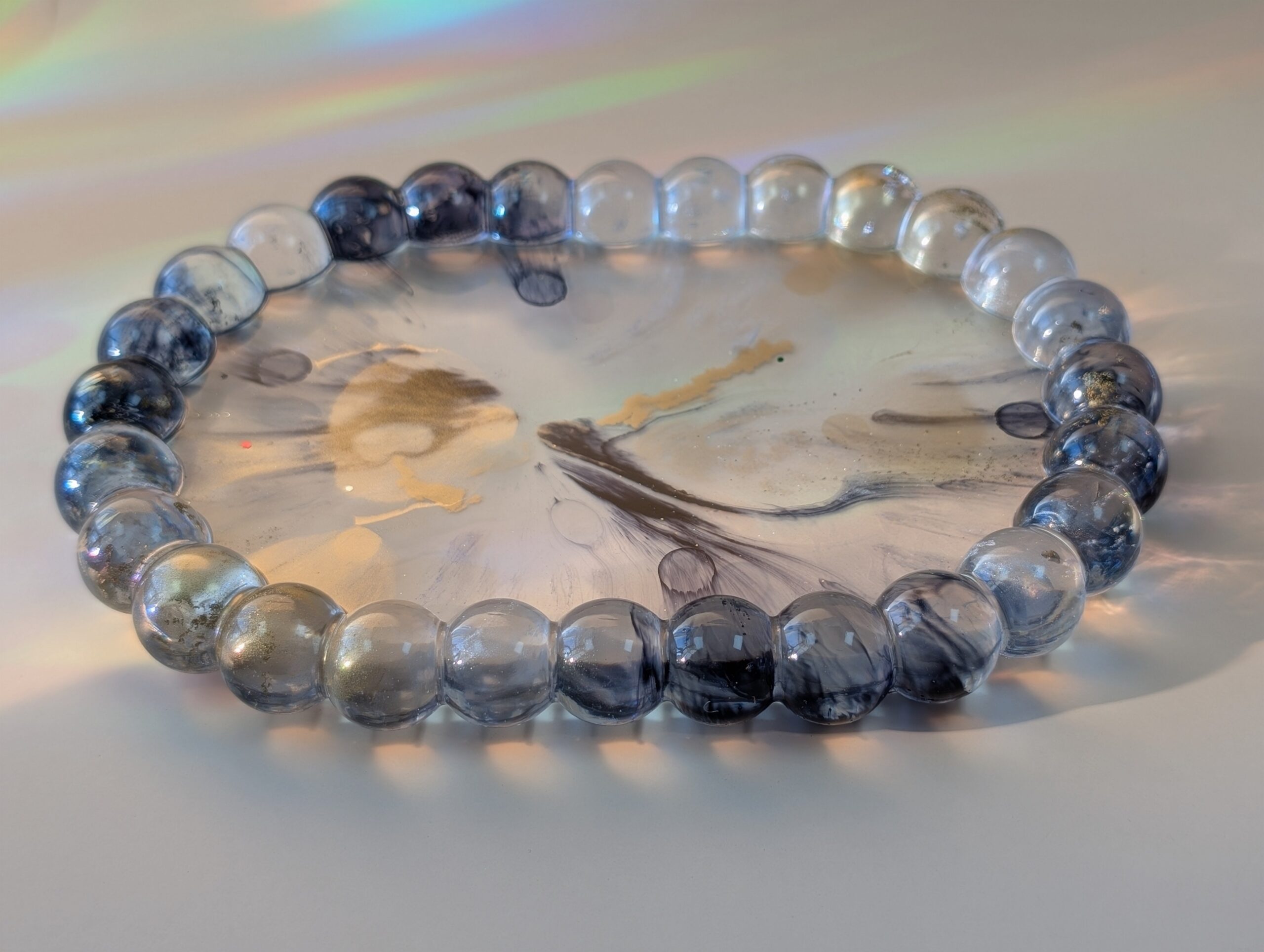 Oval Bubble Tray in Stormlight Gold